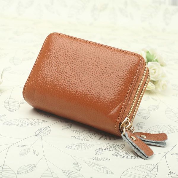 

wallets card holder female 2021 trendy small leather large capacity multi-card exquisite high-end wallet, Red;black