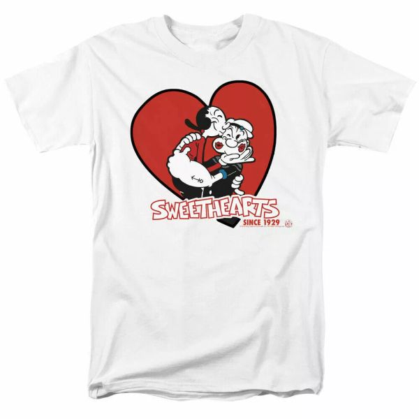 

Popeye Sweethearts T Shirt Licensed Comic Book Cartoon Tee White, White;black