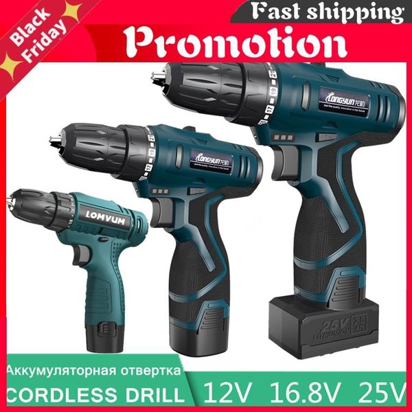 

professiona electric drills longyun rechargeable lithium battery cordless drill bit 12v 16.8v 25v screwdriver torque screw gun power tools