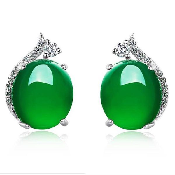 

stud peridot silver color s925 jewelry earrings for women round simple crown jade fine valentine 925, Golden;silver