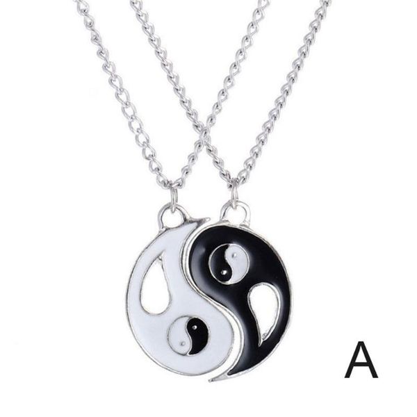 

2pcs/set friend necklace yin yang hollow pendant splits matching necklaces pendants friendship jewelry lxh, Silver