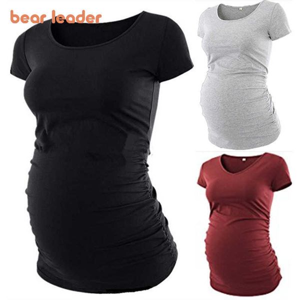 

bear leader prenatal women summer casual t-shirts fashion maternity solid color pregnant pregnancy cotton clothings shirts 210708, White