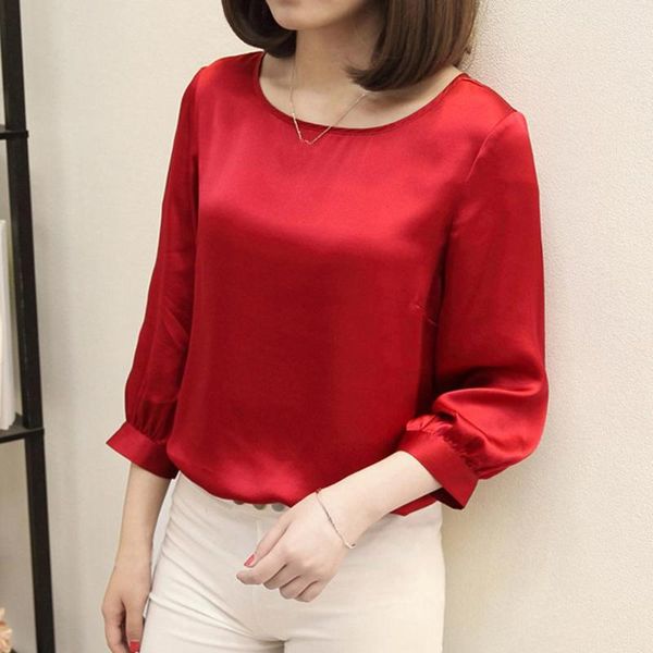 

blusas women brief office work wear shirts three quarter sleeve casual ol feminine blouses mujer de moda 2021 women's &, White