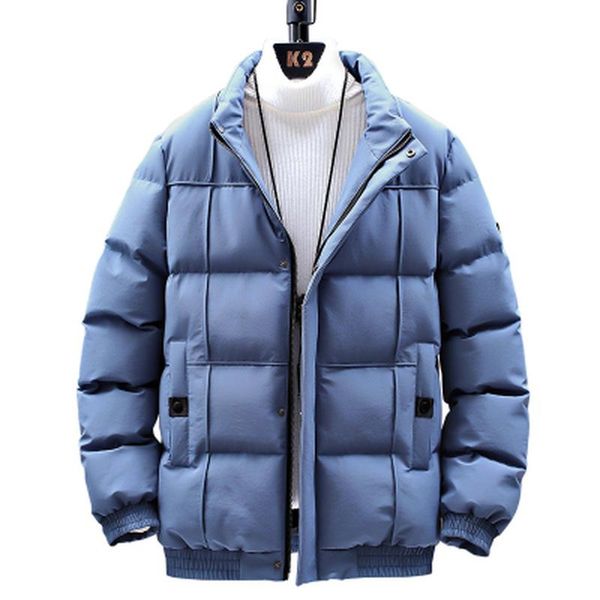 

men's down & parkas 2021 winter coat warm streetwear cotton men coats slim male jackets solid windproof padded mens clothing, Black