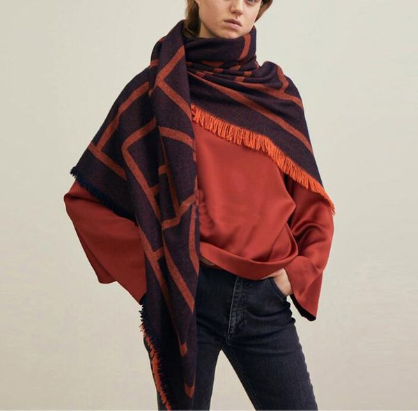 

scarves wool blend scarfs pashmina 150cm fashion woman shawl print fringed trim, Blue;gray