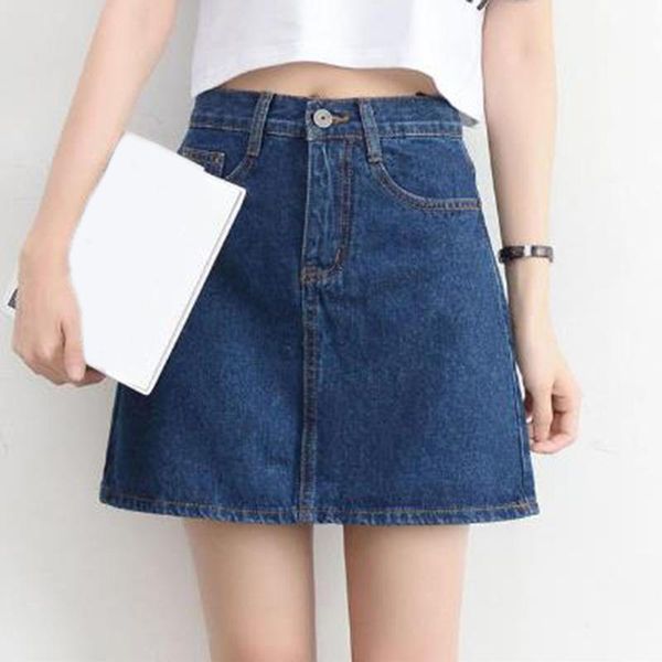 

skirts fashion denim jeans for women summer casual skirt ladies solid color high waist, Black