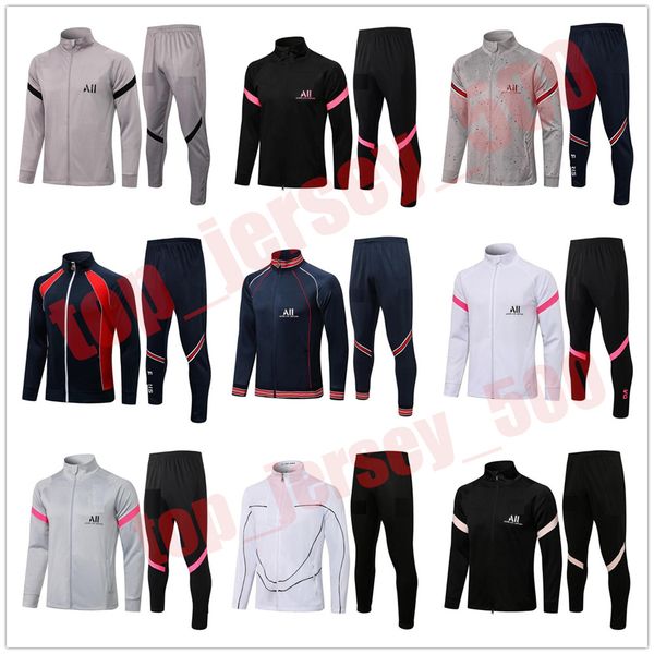 

new paris 2021 2022 men kit long sleeves soccer jacket uniforms tracksuits jerseys messi mbappÃ© sergio ramos 21 22 train football coat train, Black
