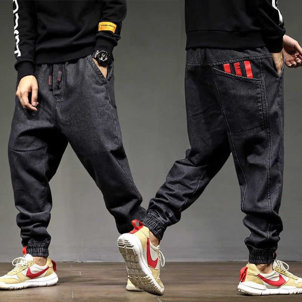 

men's jeans japanese style fashion black fit printed designer denim pants trousers hip hop men joggers uxvt 8e71, Blue