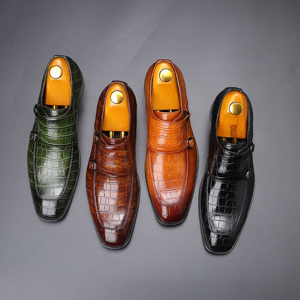 

men dress shoes handmade personality trend paty leather wedding shoes men flats leather oxfords formal shoes, Black