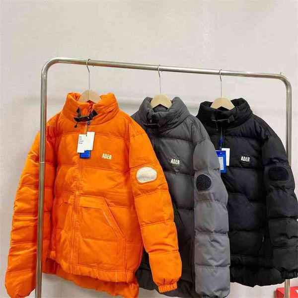 

second hair ader correct edition autumn and winter 2021 new st collar hidden hooded men's women's down jacket, Black