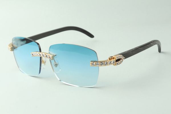 

exquisite classic xl diamond sunglasses 3524025, natural black textured buffalo horn temples glasses, size: 18-140 mm, White;black