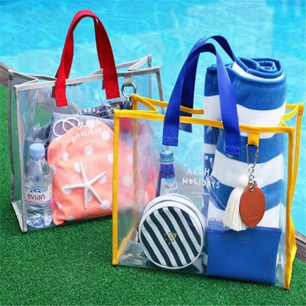 

pvc tote bag transparent waterproof handbag travel beach reusable large capacity jelly shopping duffel bags