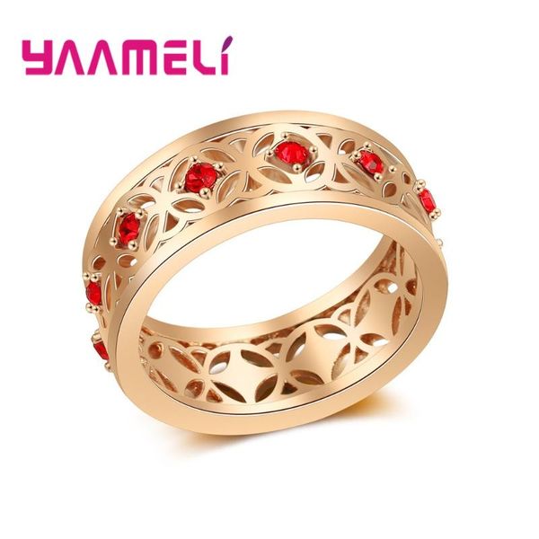 

wedding rings yaameli women jewelry vintage sparkly rose gold ring with red crystal rhinestone bohemian love, Slivery;golden