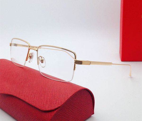 

fashion r men women metal half frame optical eyewear 0012 square glasses simple business style anti-ultraviolet protection come with box, Black