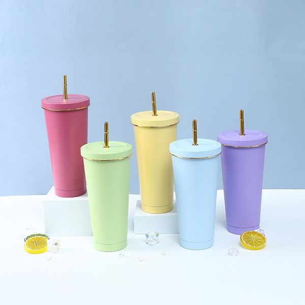 

water bottles 500ml/750ml 304 stainless steel double wall vacuum insulated coffee mug straw cup tumbler travel