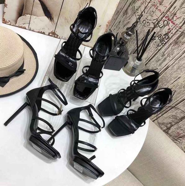 2021 Sexy Frauen High Heels Sandalen Designer Marke Sommerschuhe Metall Brief Schnalle Damen Slip Spitzschuh Sandale Slingback Pumps 10,5 cm