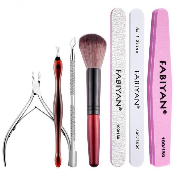

nail art tool set polishing strip file stainless steel dead skin scissor fork manicure remover tools set1