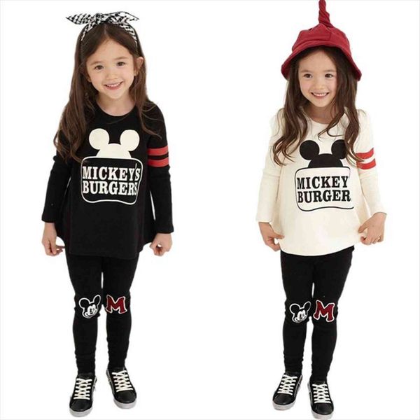 

cartoon girls princess clothing set cute letter trousers leggings overall children sets 2 piece suit for kids, White