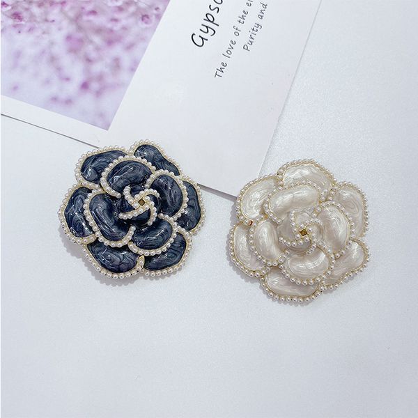 

dhl pearl camellia brooch coat accessories autumn and winter high-end temperament korean style big corsage 4 colours, Gray