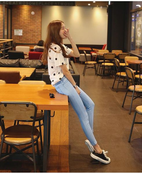 

women's jeans woman pencil fashion high waist nine women 2021 summer, Blue