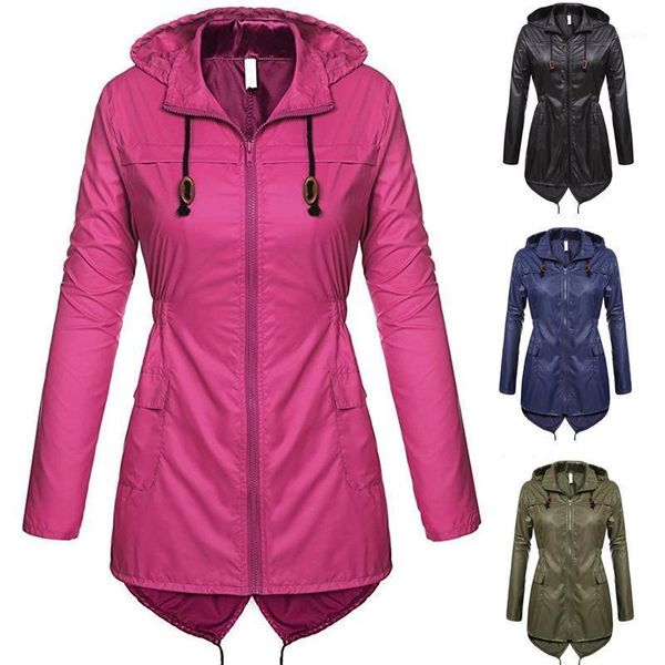 

women's trench coats chanwell autumn kpop women solid color zipper hoodie long casaco feminino plus size female loose1 7p3e, Tan;black