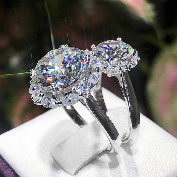 

cluster rings 2021 luxury 925 sterling silver engagement ring resizable for women anniversary gift jewelry wholesale navidad r5916, Golden;silver
