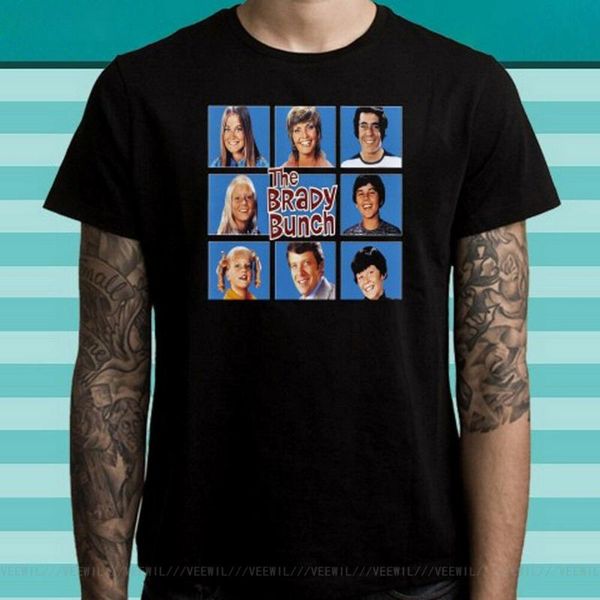 

men's t-shirts the brady bunch tv show logo black t-shirt casual plus size tee shirt, White;black