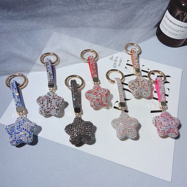 

korean version diamond claw chain star keychain with five pointed stars, Silver