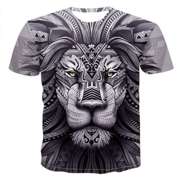 

summer t shirts mens 2021 fashion 3d animal printing tshirt men loose casual graphic lion pattern street tees youth hip hop plus size, White;black