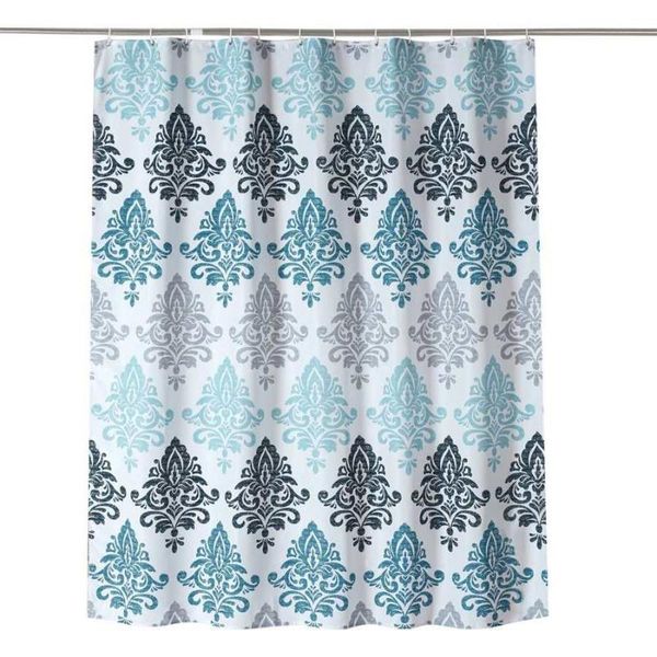 

shower curtains gray stripe bathroom mildew water resistant 12 matching rings