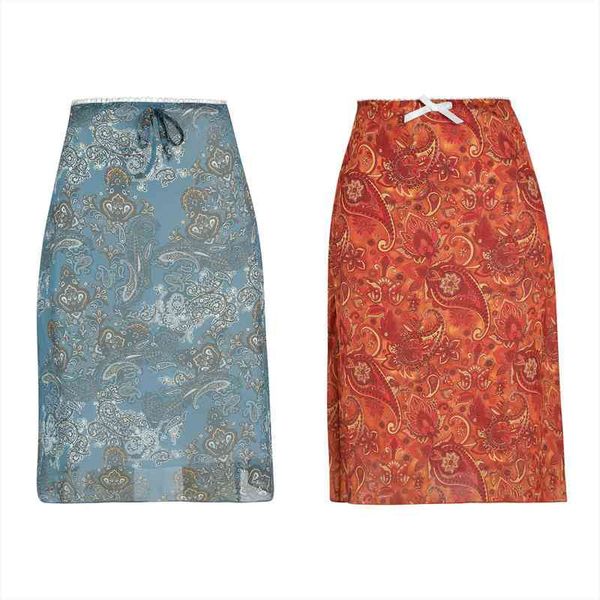 

midi adults floral print high womens skirts elastic waist summer autumn blue s m l, Black