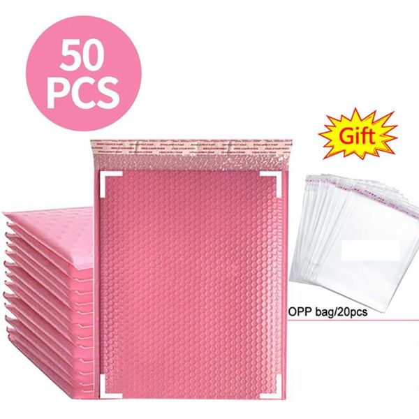 

packing bags 50pcs+gift pink mailer poly bubble padded mailing envelopes for gift packaging self seal bag padding