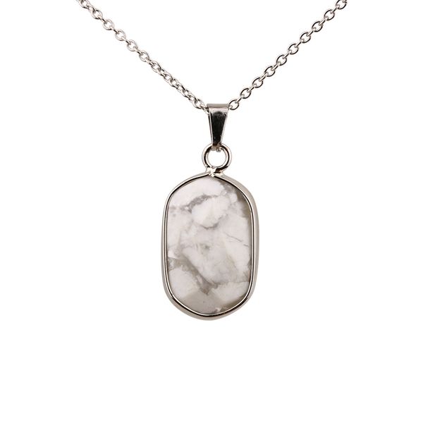 

natural white marble pendant necklace fashion necklace women jewelry, Silver
