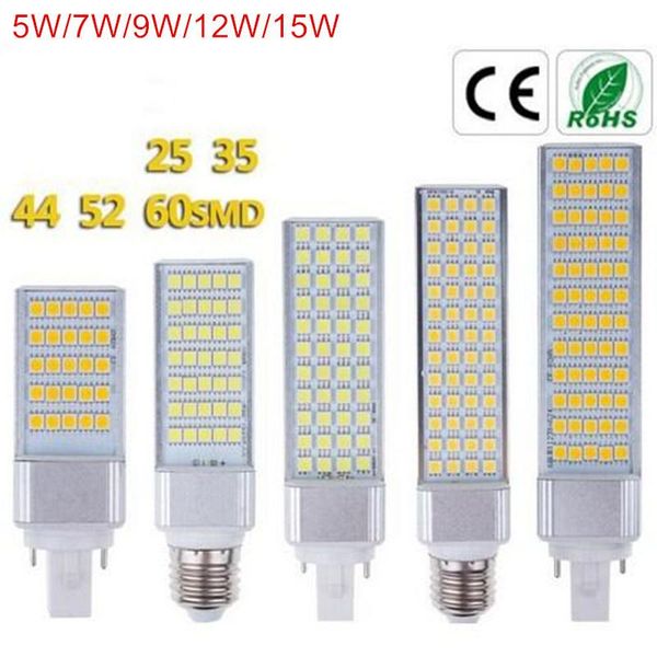 

bulbs g24 led 5w 7w 9w 12w 15w e27 corn bulb lamp light smd spotlight 180 degree ac85-265v horizontal plug