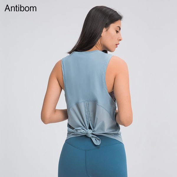 

antibom summer yoga shirt women sleeveless sports loose mesh patchwork breathable quick-dry activewear workout running fit outfit