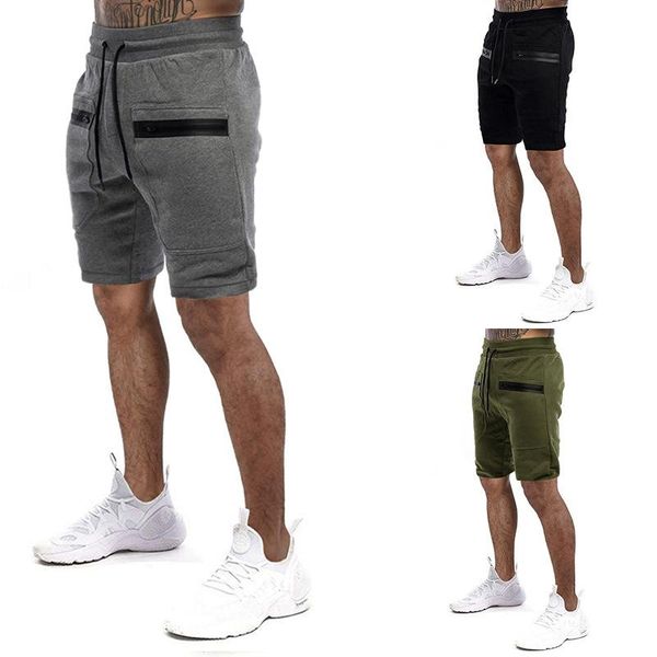 

men's shorts spring summer mens five-point pants solid color pocket zipper drawstring sports casual men -40, White;black