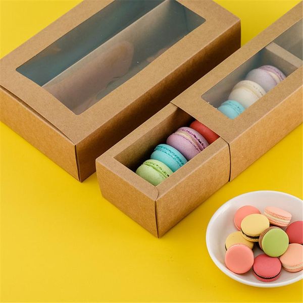 

gift wrap 10pcs macaron pvc boxes with clear window paper packaging box cookie containers for home dessert shop kraft