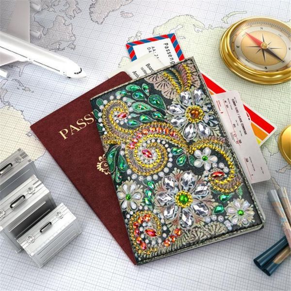 

diamond painting creative diy passport book case handmade gift mandala flower butterfly cover embroidery