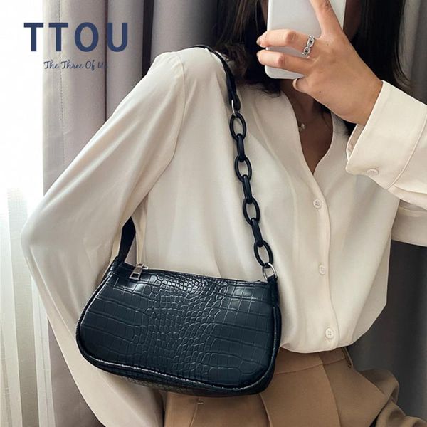 

evening bags fashion exquisite shopping bag retro casual women totes shoulder female leather solid color chain handbag for 2021