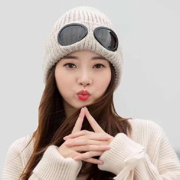 

wide brim hats men women hip hop winter glasses warm knitted beanie casual alien hip-hop knit skullies beanies female cap 9224, Blue;gray