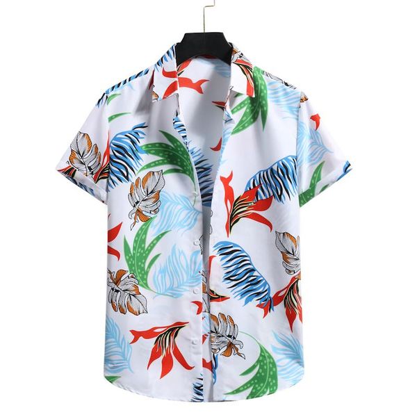 

men's casual shirts fashion floral print hawaiian shirt men 2021 summer short sleeve tropical aloha dress holiday vacation clothing, White;black