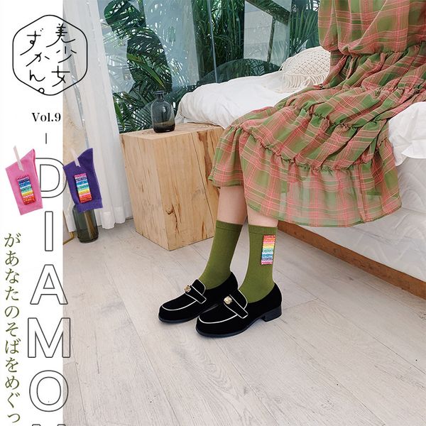 

autumn and winter candy colored cotton rainbow women' socks, Red;black