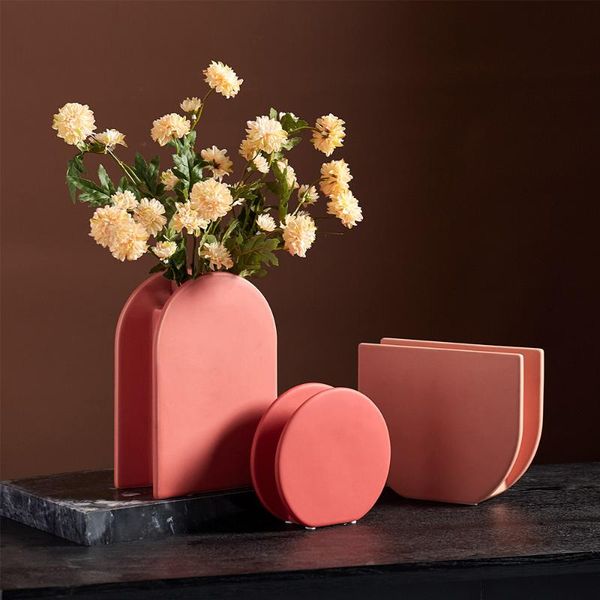 

nordic decoration home pink arc ceramic vase accessories household table vases