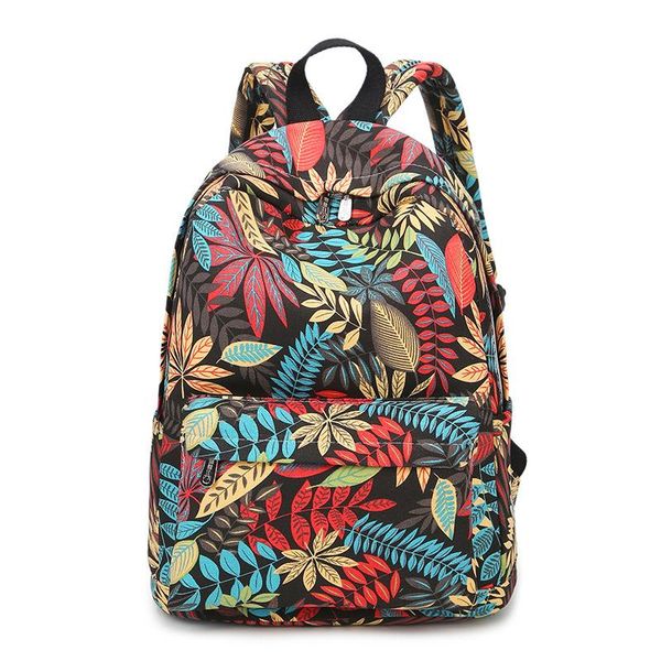 

lightweight water resistant canvas high school girls bookbag kid child girl leaf patterns printed backpack bags