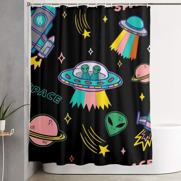 

shower curtain with hooks aliens art bathroom decor curtains