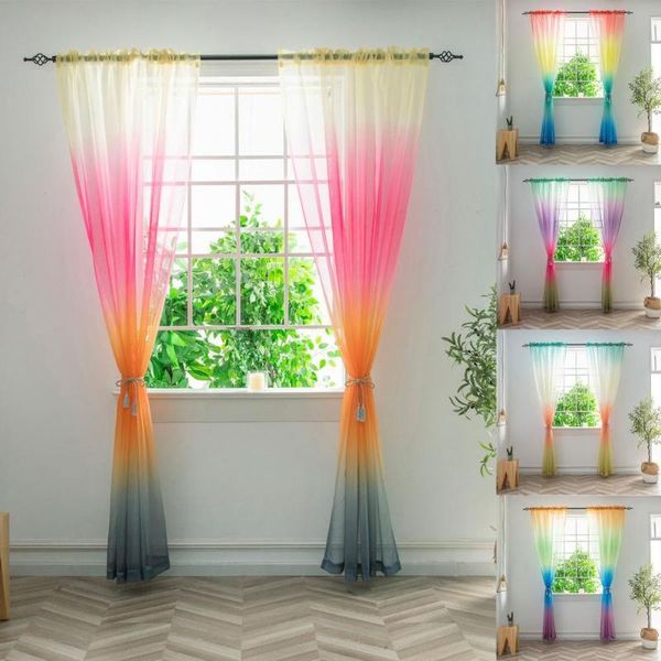 

curtain & drapes rainbow print window curtains polyester long sheer home decor for living room bedroom