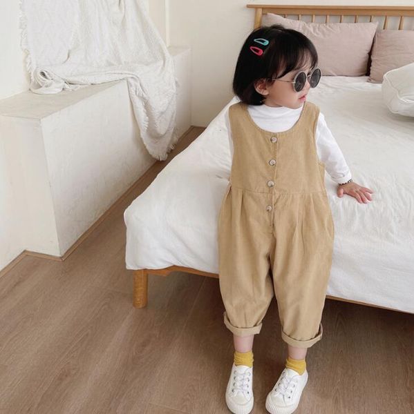 

jumpsuits 2021 wholesale girls boys corduroy overalls autumn cotton fashion kids pants 2-8 years ws104, Blue