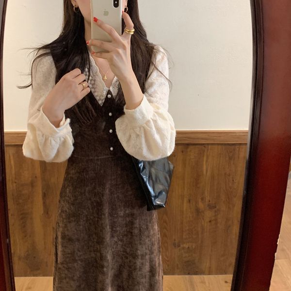 

dresses gentle lady fashion veet patchwork lace feminine chic a-line women elegance long es vestidos, Black;gray