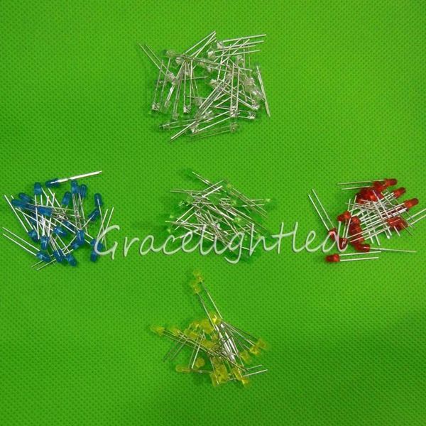 

light beads 100pcs 3mm led diode bead chip white / yellow red green blue color
