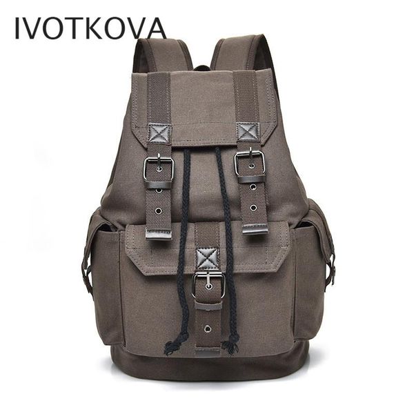 

backpack ivotkova men's vintage canvas school bag travel bags large capacity laptop